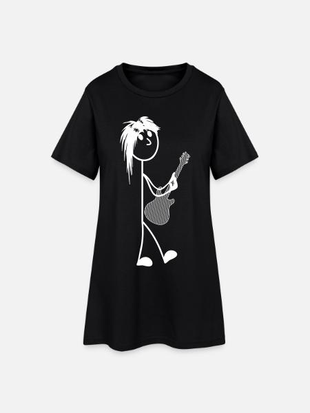 Bonhomme allumette avec guitare - Robe T-shirt Femme - noir