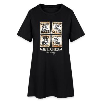 Vintage Halloween Retro Hexen - Frauen T-Shirt-Kleid - Schwarz - Vorne