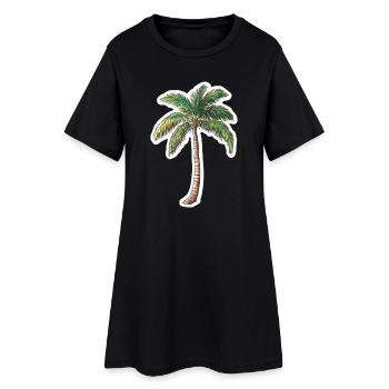 Palme - Frauen T-Shirt-Kleid - Schwarz - Vorne