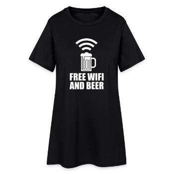 Wi-Fi gratuit et logo de la bière - Robe T-shirt Femme - noir - Devant