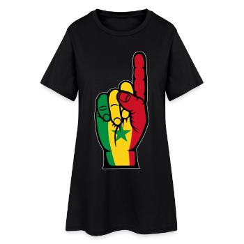 Senegal Flagge Hand - Frauen T-Shirt-Kleid - Schwarz - Vorne