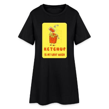 Le ketchup est mon nettoyant pour le corps – Pommes Fun - Robe T-shirt Femme - noir - Devant