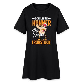 Ich liebe Hühner – die kacken Frühstück - Frauen T-Shirt-Kleid - Schwarz - Vorne