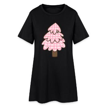 Pink Christmas Tree – Sweet Check Christmas - Women’s T-Shirt Dress - black - Front