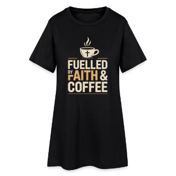 Fuelled By Faith And Coffee Christlich - Frauen T-Shirt-Kleid - Schwarz - Vorne