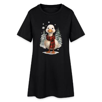 Noël d’hiver avec un canard mignon - Robe T-shirt Femme - noir - Devant