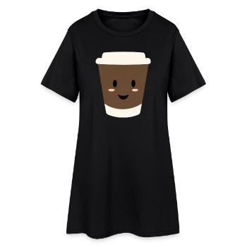 Sourire en tasse de café Kawaii - Robe T-shirt Femme - noir - Devant