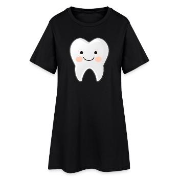 Motif de dessin animé Happy Tooth - Robe T-shirt Femme - noir - Devant