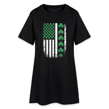 St Patrick Shamrock USA-Flagge - Frauen T-Shirt-Kleid - Schwarz - Vorne