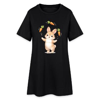 Un lapin mignon jongle avec les carottes - Robe T-shirt Femme - noir - Devant