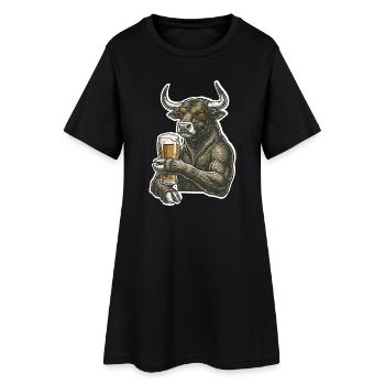 Cool bull avec de la bière - Robe T-shirt Femme - noir - Devant