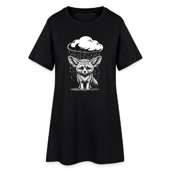 Fennek Wüstenfuchs - Emotionales Retro Motiv - Frauen T-Shirt-Kleid - Schwarz - Vorne
