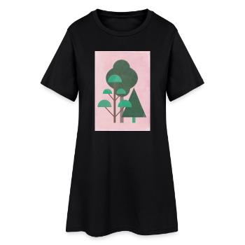Wald - Frauen T-Shirt-Kleid - Schwarz - Vorne
