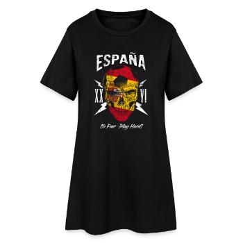 SPANIEN España Fußball Fan Totenkopf Flagge - Frauen T-Shirt-Kleid - Schwarz - Vorne