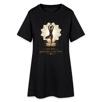Geerdet und Frei Yoga Mandala - Frauen T-Shirt-Kleid - Schwarz - Vorne