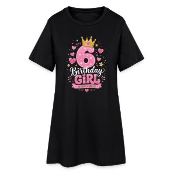 6 Geburtstag Mädchen Glitzer Krone - Frauen T-Shirt-Kleid - Schwarz - Vorne