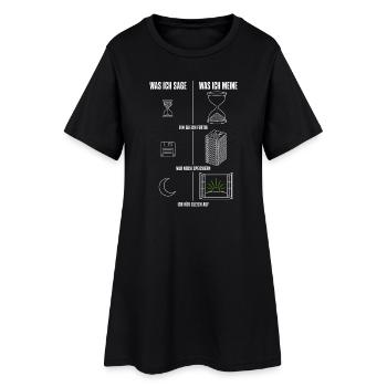 Was ich sage Was ich meine Gamer Zocker Herren - Frauen T-Shirt-Kleid - Schwarz - Vorne