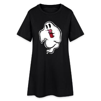 Ghost with donut and cup - Women’s T-Shirt Dress - black - Front