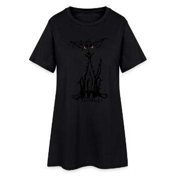 Rauhaar Hund - Frauen T-Shirt-Kleid - Schwarz - Vorne