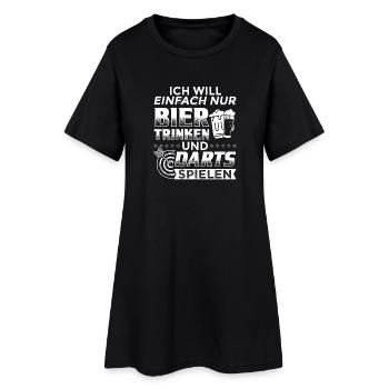DART ICH WILL EINFACH NUR BIER UND DARTS - Frauen T-Shirt-Kleid - Schwarz - Vorne