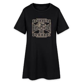 born to ride motorcycle biker 1984 - Frauen T-Shirt-Kleid - Schwarz - Vorne