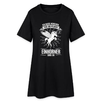 Einhorn Design Einhörner sind ok - Frauen T-Shirt-Kleid - Schwarz - Vorne