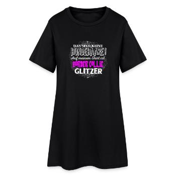 BORDER COLLIE Glitzer - Frauen T-Shirt-Kleid - Schwarz - Vorne