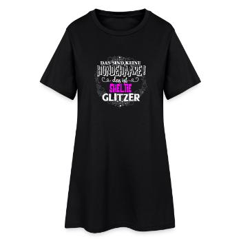 Sheltie Glitzer - Frauen T-Shirt-Kleid - Schwarz - Vorne