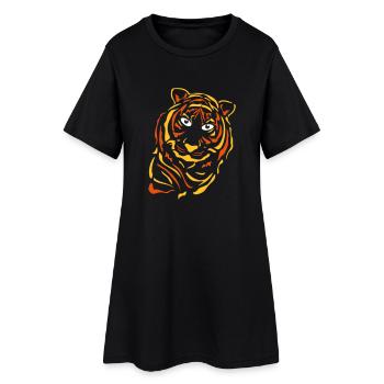 Tigerkopf Großkatze Kätzchen Geschenk Idee - Frauen T-Shirt-Kleid - Schwarz - Vorne