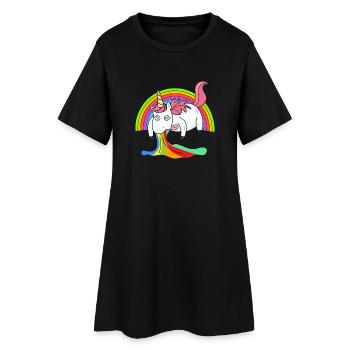 Puking unicorn rainbow - Women’s T-Shirt Dress - black - Front