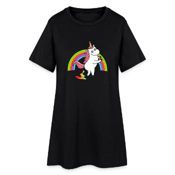 Kackendes Einhorn Regenbogen - Frauen T-Shirt-Kleid - Schwarz - Vorne