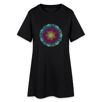 Mandala - Frauen T-Shirt-Kleid - Schwarz - Vorne