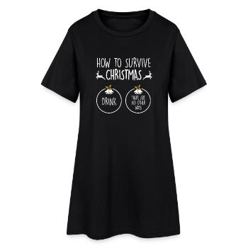 lustig Weihnachten Geschenk Xmas Drinking Survivor - Frauen T-Shirt-Kleid - Schwarz - Vorne