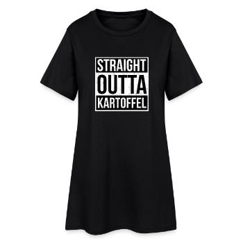 Straight Outta Kartoffel - Frauen T-Shirt-Kleid - Schwarz - Vorne