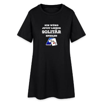 Solitär - Solitär spielen - Geschenk - Frauen T-Shirt-Kleid - Schwarz - Vorne