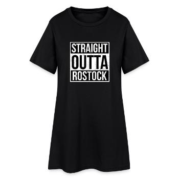 Straight Outta Rostock! | Beste Stadt - Frauen T-Shirt-Kleid - Schwarz - Vorne
