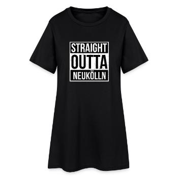Straight Outta Neukölln! | Berlin Shirt - Frauen T-Shirt-Kleid - Schwarz - Vorne