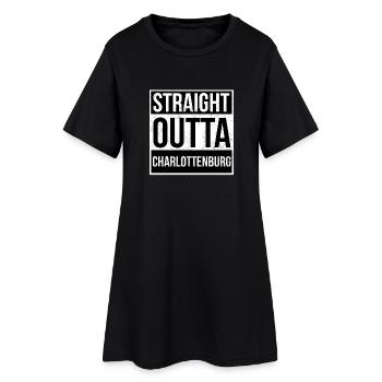 Straight Outta Charlottenburg! | Berlin Shirt - Frauen T-Shirt-Kleid - Schwarz - Vorne
