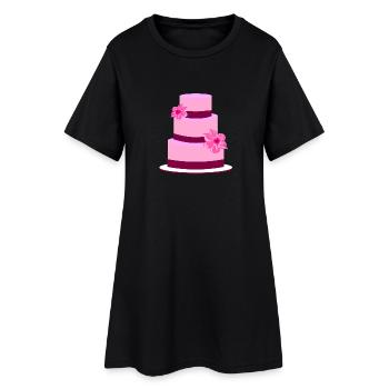 Torte Hochzeit Hochzeitstorte Blumen Geschenkidee - Frauen T-Shirt-Kleid - Schwarz - Vorne