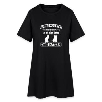 Katzen T-Shirt - Ich liebe Katzen. - Frauen T-Shirt-Kleid - Schwarz - Vorne