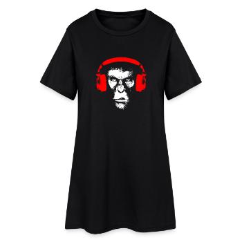 Gorilla with headphones - monkey music bass gift - Women’s T-Shirt Dress - black - Front