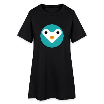 Minimalistische süße Eule - Frauen T-Shirt-Kleid - Schwarz - Vorne