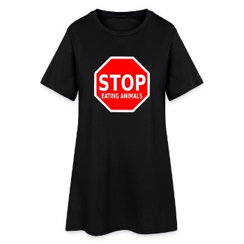 STOP EATING ANIMALS - Women’s T-Shirt Dress - black - Front