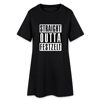 Straight outta tente de bière - - - Robe T-shirt Femme - noir - Devant