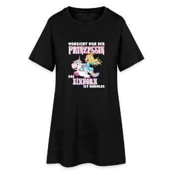 Einhorn - Frauen T-Shirt-Kleid - Schwarz - Vorne