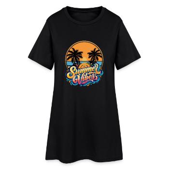 Summer Vibes - Frauen T-Shirt-Kleid - Schwarz - Vorne