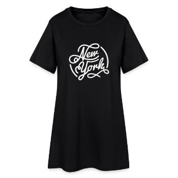New York, Vintage style lettrage blanc - Robe T-shirt Femme - noir - Devant