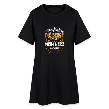 Berge Shirt · Berg · Wandern · Mein Herz lächelt - Frauen T-Shirt-Kleid - Schwarz - Vorne