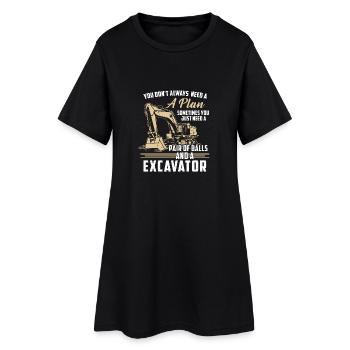 Travailleur de la construction · Chantier de construction · Excavatrice · Aucun plan - Robe T-shirt Femme - noir - Devant