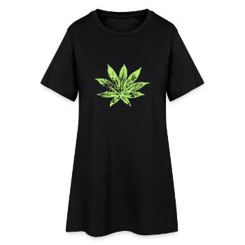 feuille de cannabis 078 - Robe T-shirt Femme - noir - Devant